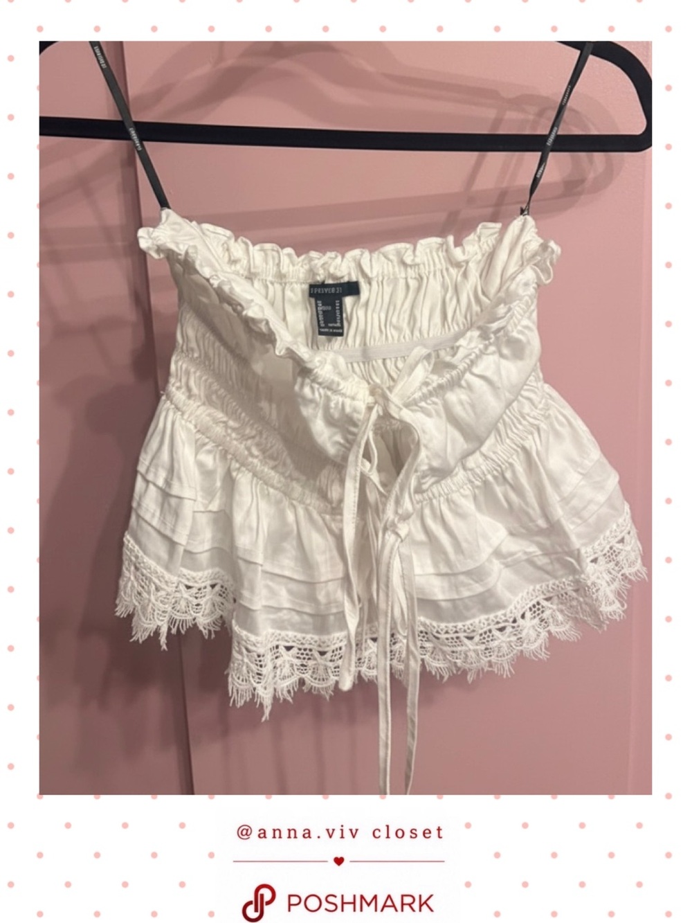 White Lace Tiered Tie on strapless top